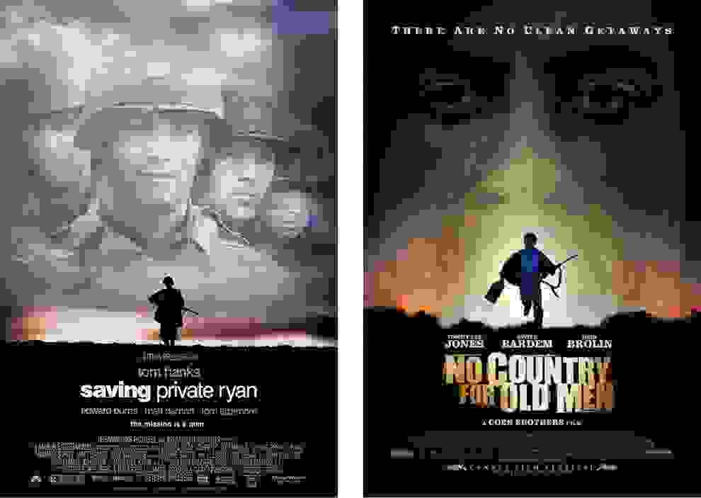 No Country for Old Men and Saving Private Ryan poster